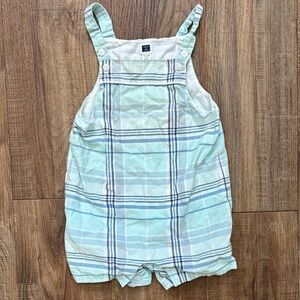Janie and Jack Blue Plaid Kids Overalls 12-18M